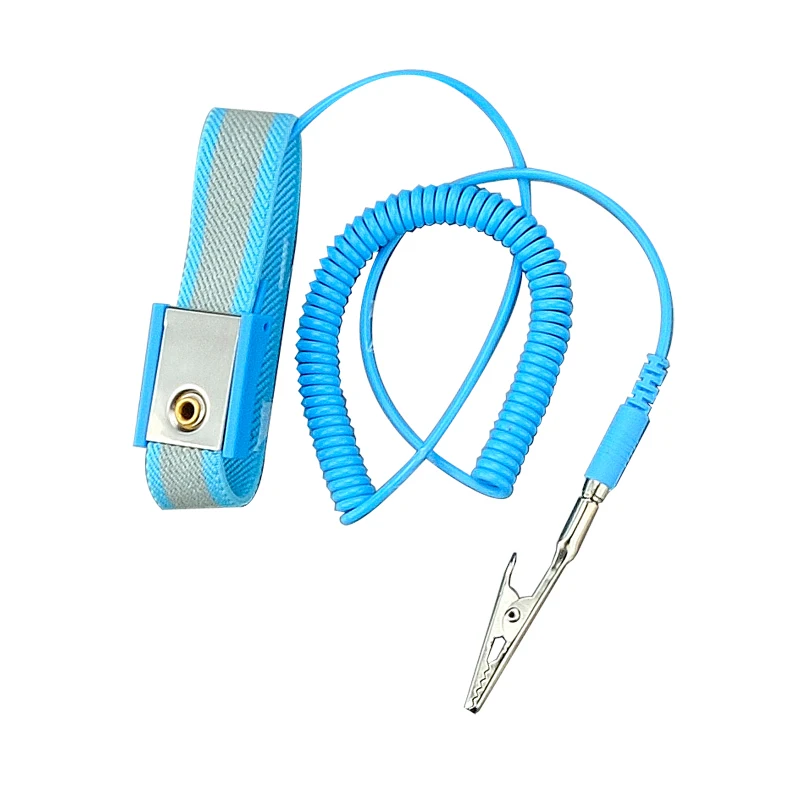Jakemy ajustável anti-estática pulseira de pulso esd cabo de descarga reutilizável faixa de pulso com fio de aterramento