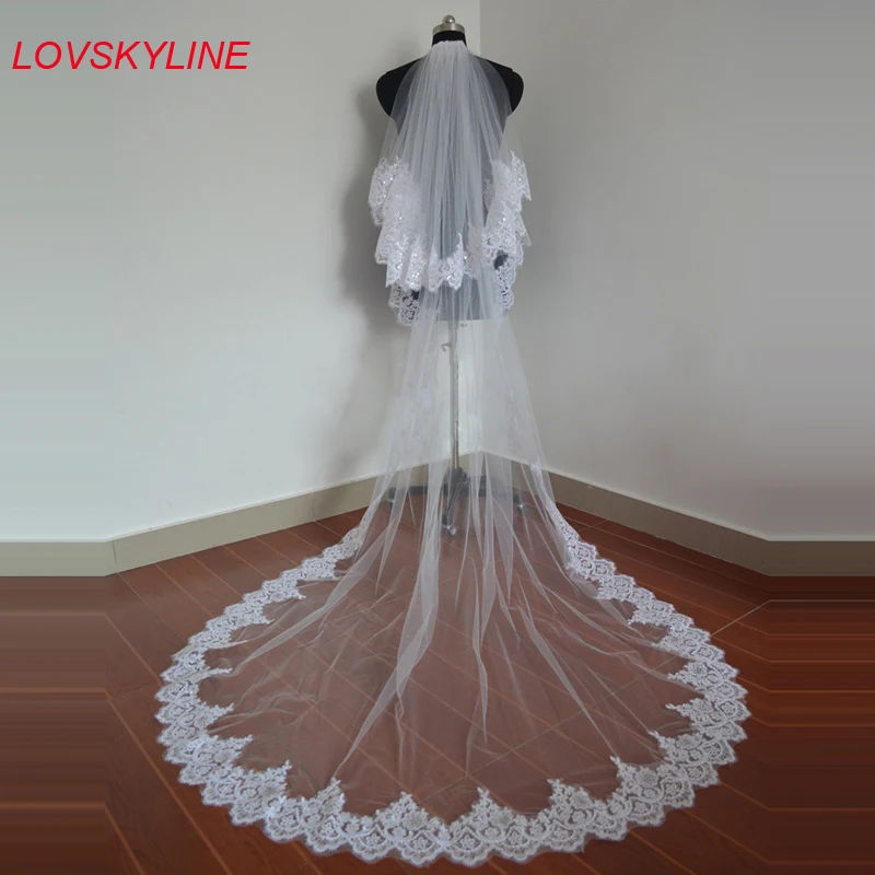 length 3 Meter Cathedral Wedding Veils Long TWO-Layer Bridal Veil with Comb Wedding Accessories Bride Wedding Veil