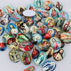 Onebeading18x25mm 30x40mm Random Mixed Christ Virgin Angel The Virgin Mary Oval Glass Cabochon Flatback Photo Base Accessories