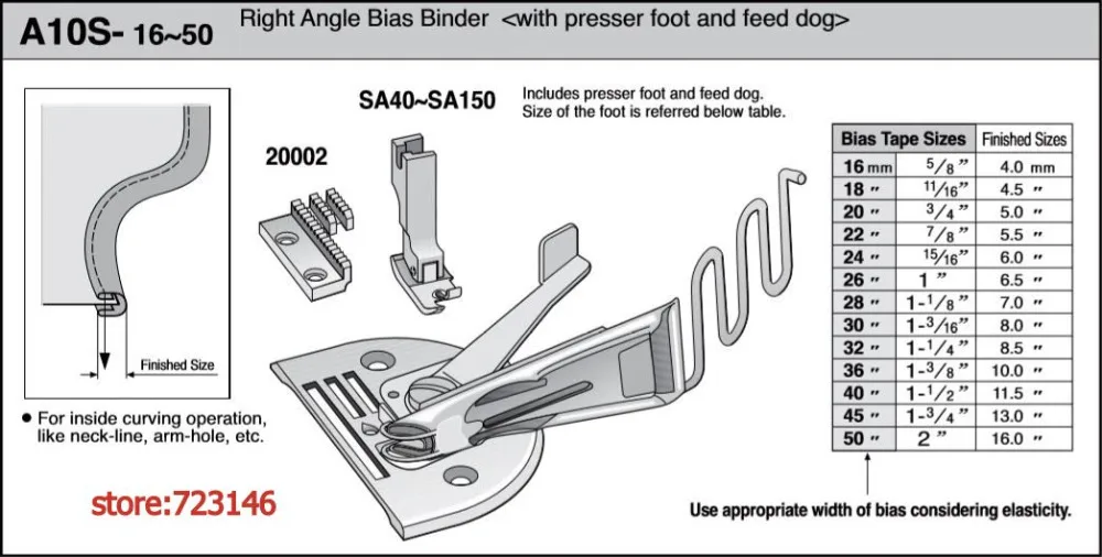 A10S LOCKSTITCH RIGHT ANGLE TAPE BIAS BINDER ,BORDEUR ANGULAIRE ,RIBETEADOR FOR PFAFF BROTHER  CONSEW JUKI SEIKO SINGER SIRUBA