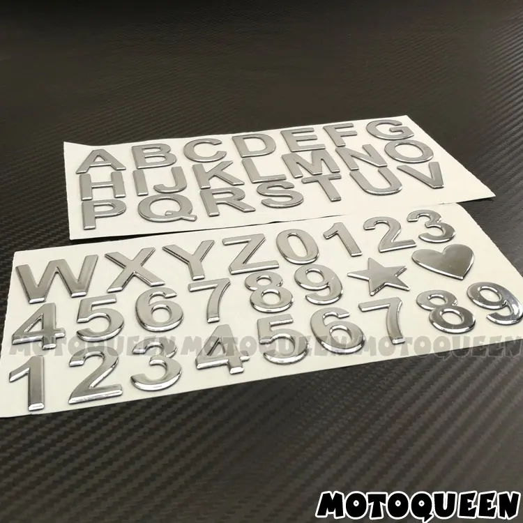 47pcs 3D Motorcycle car Decals Stickers Arab Number English Letter Digital DIY Word Badge Decoration 28mm Height Address number