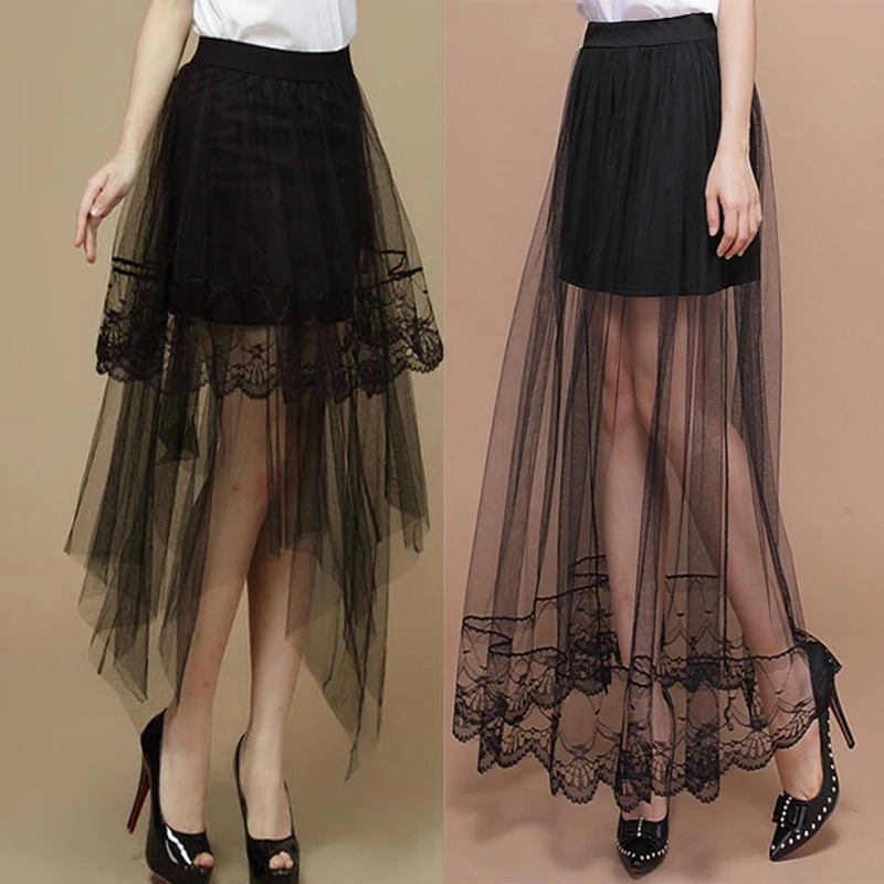 

Women's Skirts Sexy Lace 2020 New Summer Women Fashion Long Section Skirt For Women Jupe Tulle Short Skirt Skirts Women Femme