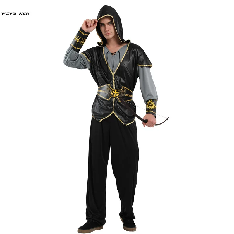 S-M Halloween Hunter Archer Costumes Men Warrior Crusaders Cosplay Carnival Purim Parade Nightclub Bar Masquerade Party Dress