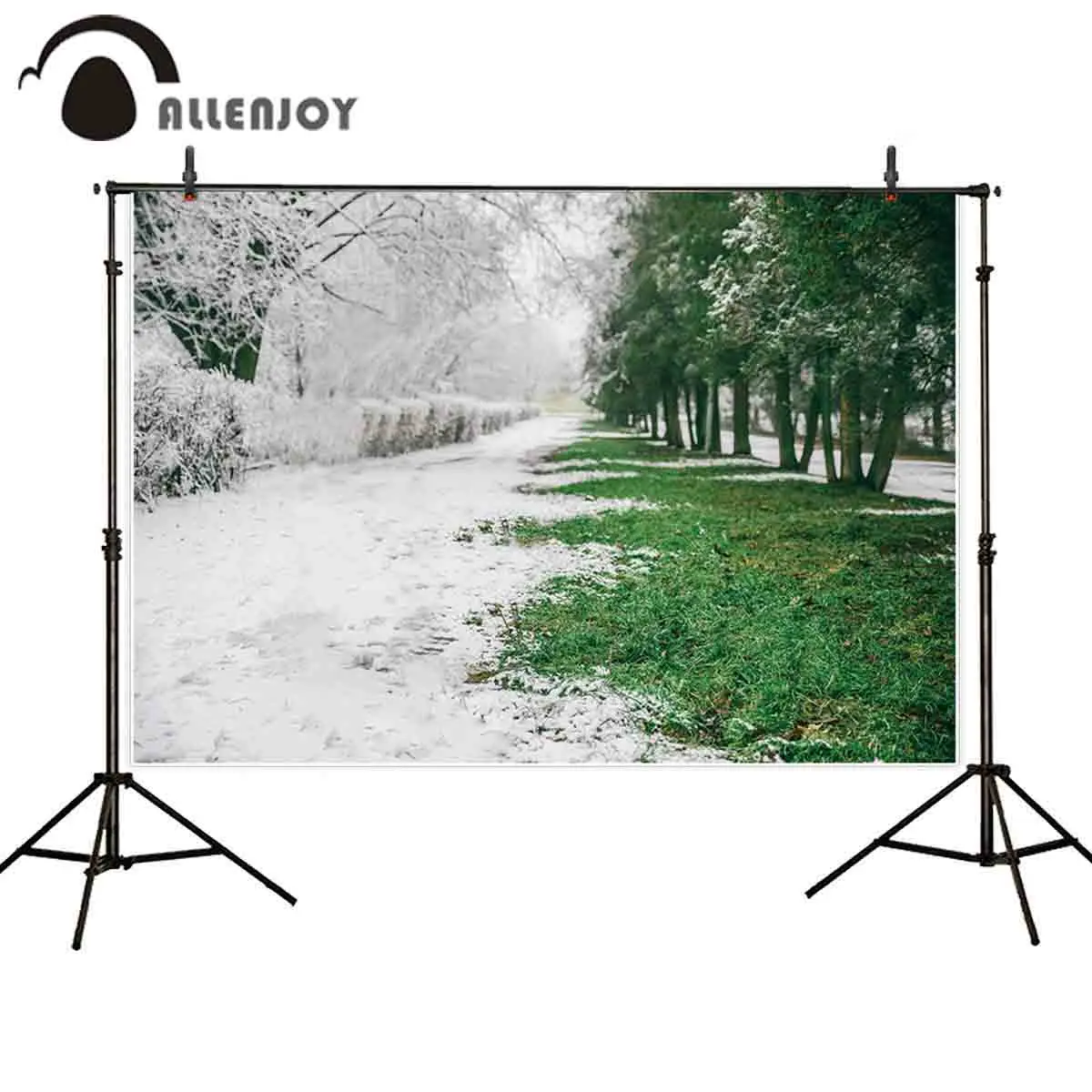 Allenjoy early spring photo background snow melting grass tree nature backdrops photography photozone photocall photophone