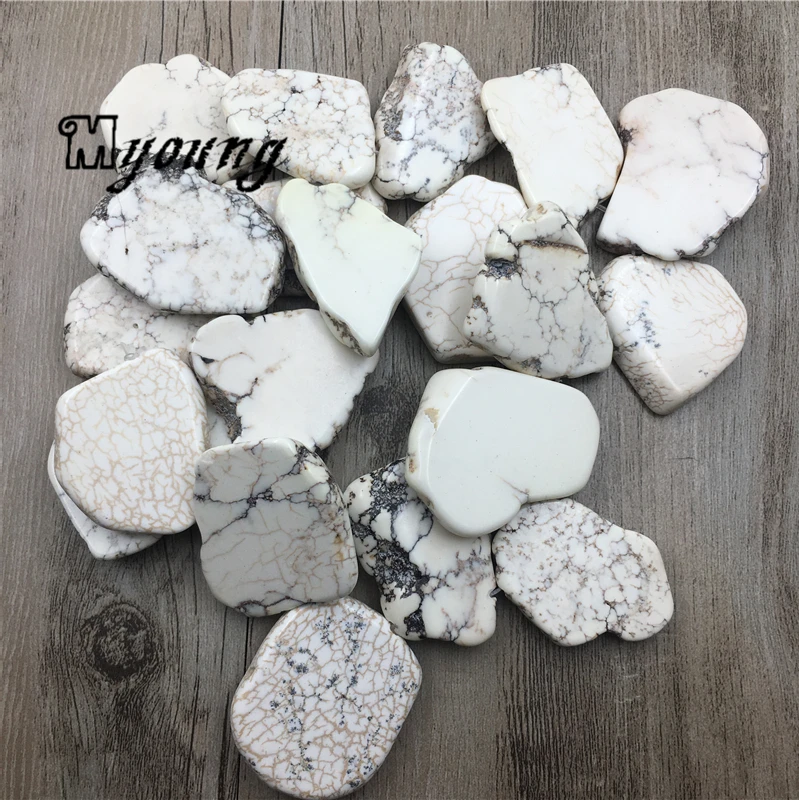 

Top Drilled Freeform White Howlite Slice Pendant Beads MY1672