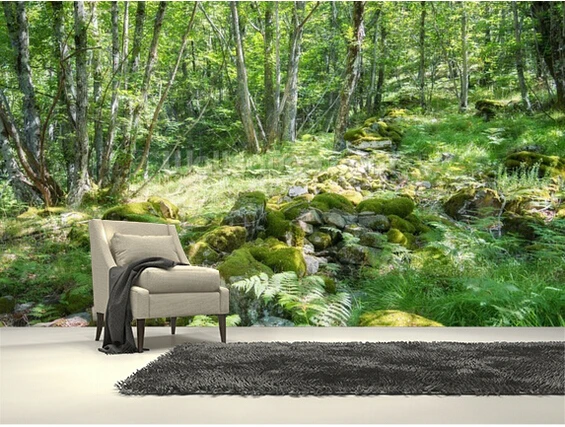 Custom landscape wallpaper.Green Spring Forest,3D modern wallpaper for living room bedroom restaurant wall embossed wallpaper