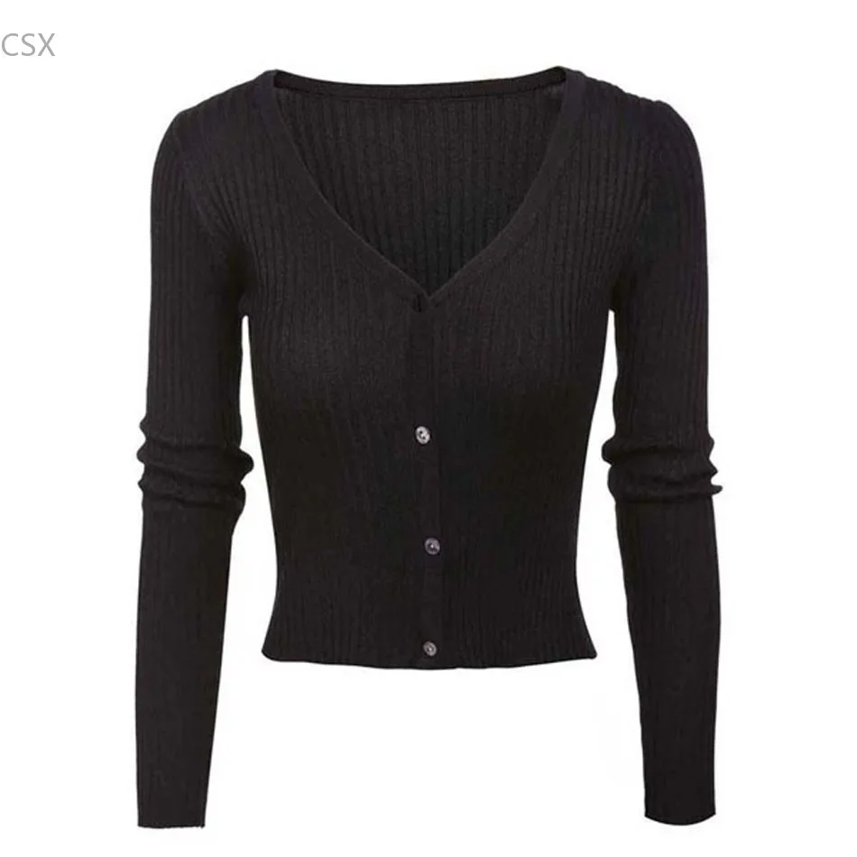 MwWiiWwM Women\'s V-Neck Long Sleeve Solid Slim Fit Button-Up Cardigan Sweater