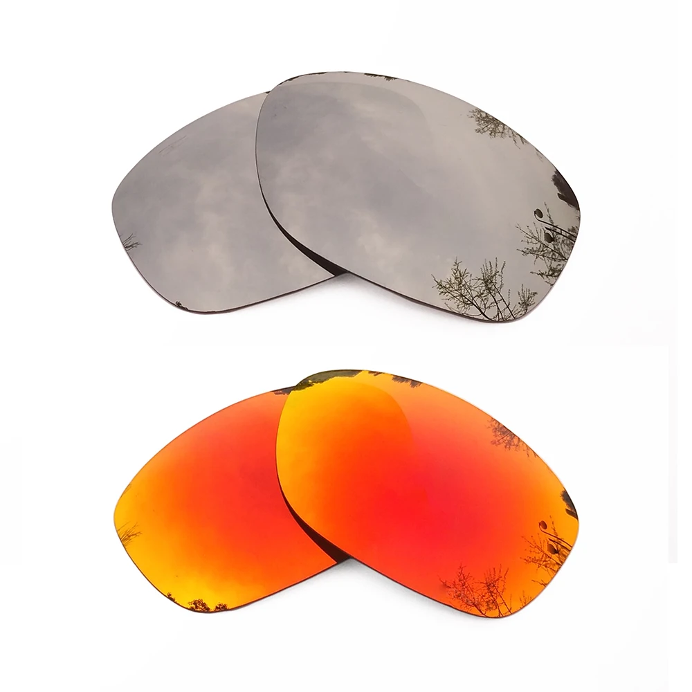 Silver Mirrored & Orange Red Mirrored Polarized Replacement Lenses for Pit Bull Frame 100% UVA & UVB