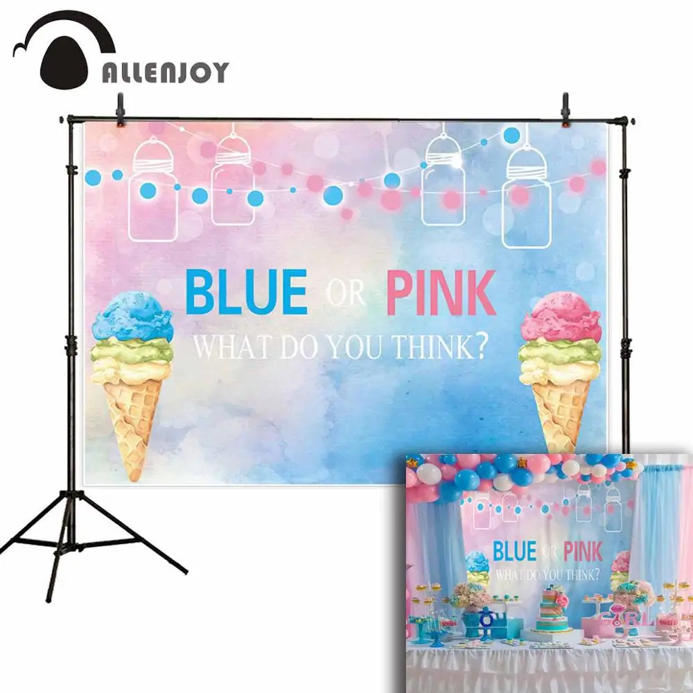 

Allenjoy photography backdrops Ice cream blue or pink painting Gender revealing party photocall background for photo photobooth