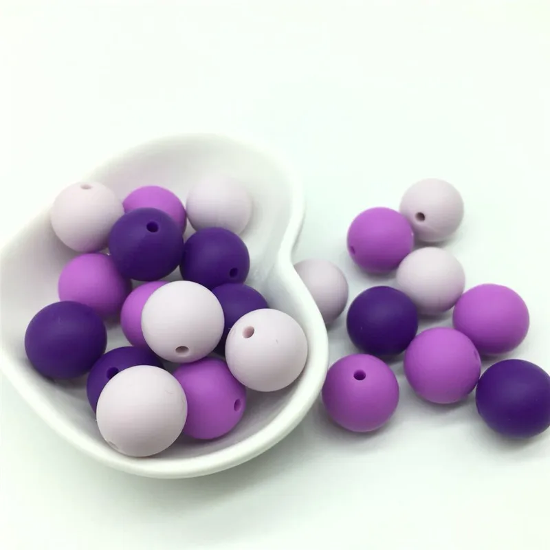 12 MM Silicone Beads 40 PCS Passion Purple Teething Beads BPA Free Baby Mordedor Perles Silicone Dentition For Necklace Making