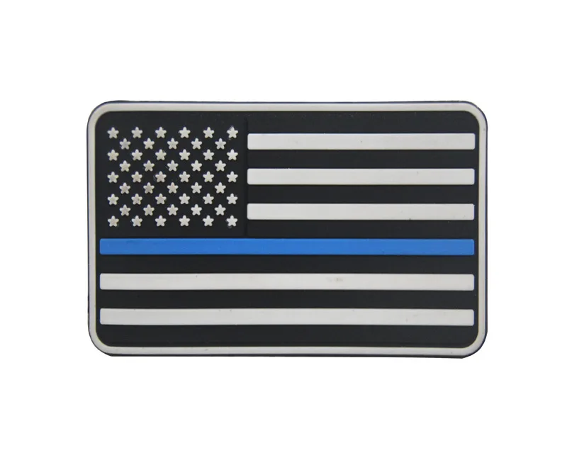 Tactical MILITIA Thin Blue Line American US Flag Patch PVC patch badge applique