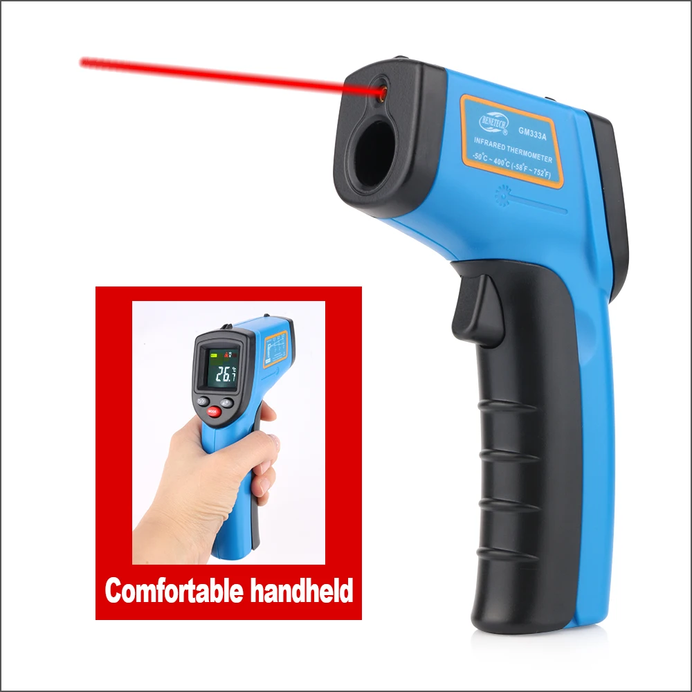 BENETECH – thermomètre infrarouge sans Contact, écran HD couleur, capteur de température-50-400 ℃, Laser numérique portable