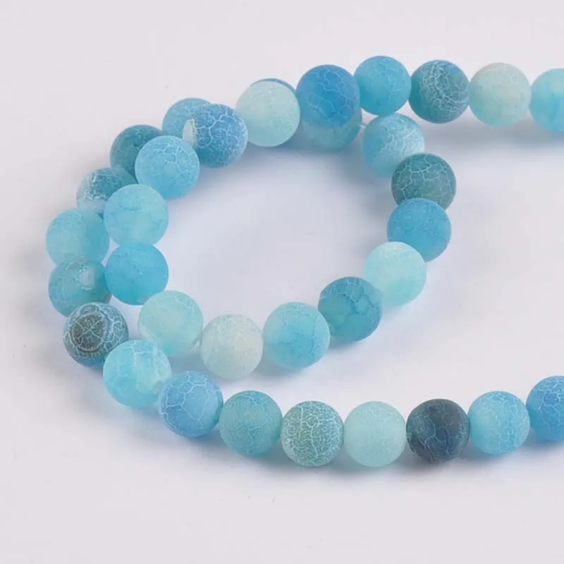 8mm 20pcs Mysterious Nature Stone Frost Cracked Dream Fire Dragon Veins Agat Beads fashion jewelry TRS0256X