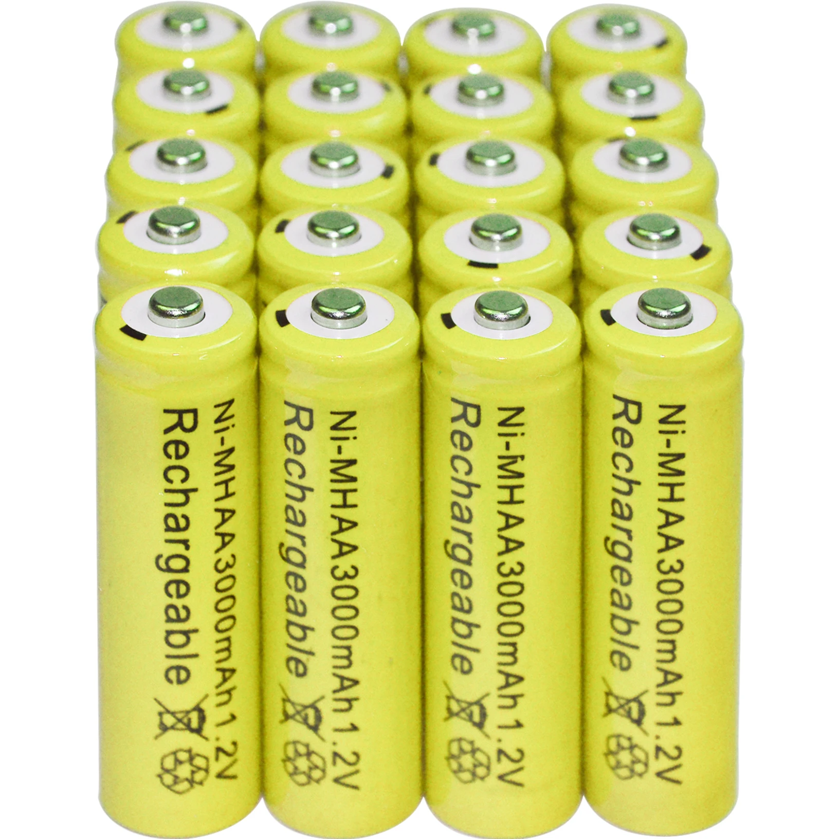 6/12/16/20/24/48/100pcs batteria AA batterie Al Nichel Idruro di Massa batteria ricaricabile NI-MH 3000mAh 1.2V Giallo