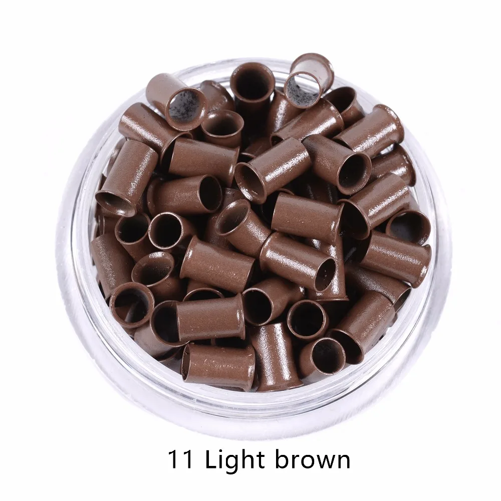 1000Pcs Long Euro Lock Flared Flaring Micro Copper Tube Rings Beads Links Human Hair Extensions Tools 7 Colors Optional