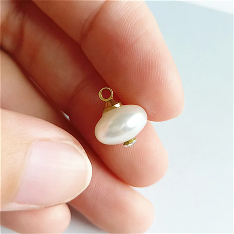 

50pcs 6*10mm Gold Color Small Crystal Imitation Pearl Charm Pendant DIY for Earring Handmade Wedding Jewelry Making Wholesale