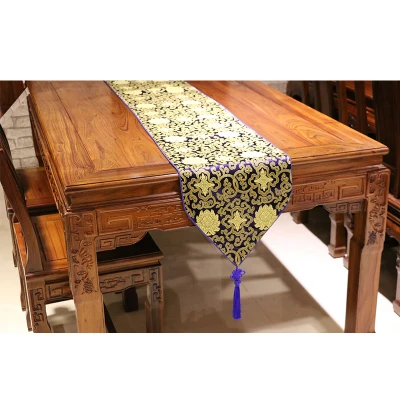 Chinese knot Silk Brocade Table Runner, Multi Size Dining Table Cloth, Simple Coffee Table, Protective Mats, Bed Runner,