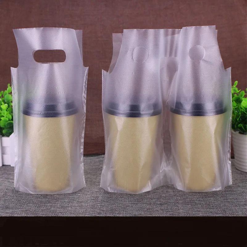 Imagem -02 - Transportador de Bebidas Plásticas Claras Take Out Bolsa Dois Design Beber Cola Cup Embalagem Handle Bolsa para One Cup Pack Bags 1000 Pcs por Lote