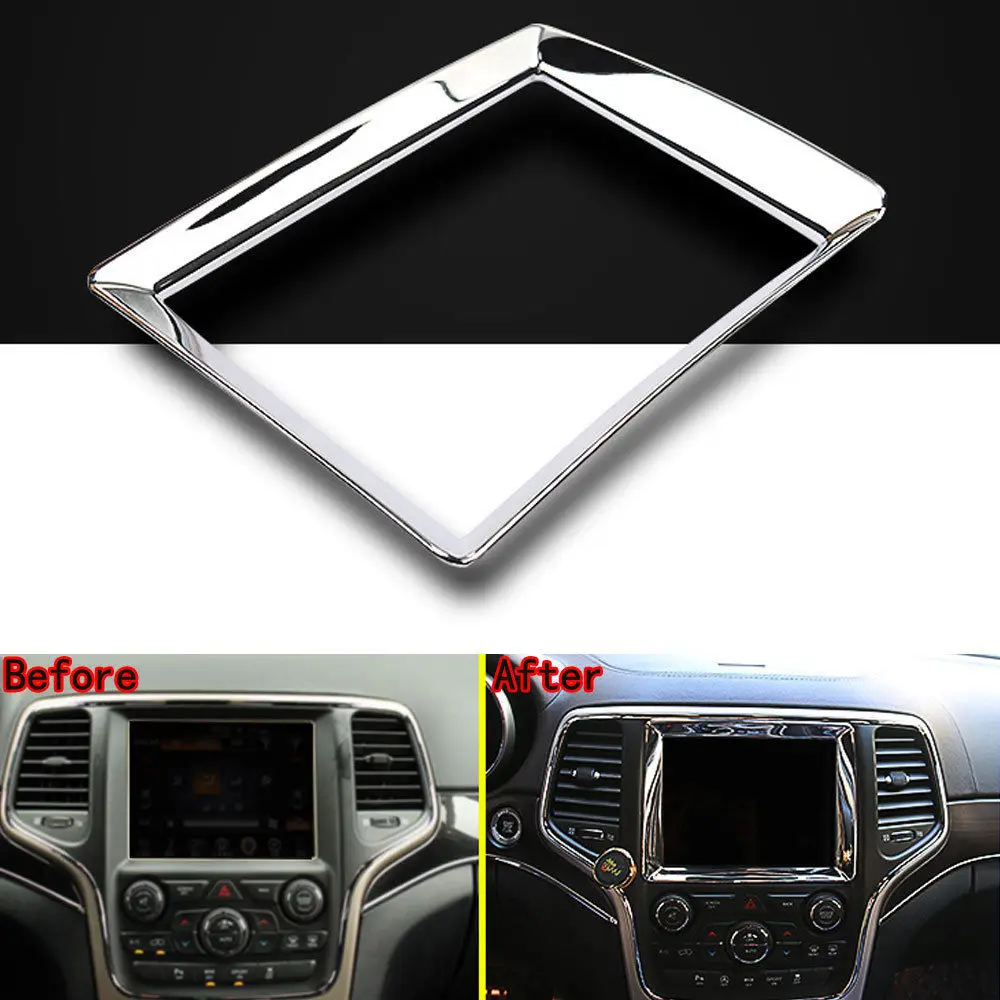 

Car Styling GPS Navigation Cover Trim Chrome ABS Decor Frame Sticker For Jeep Grand Cherokee 2011-2016 Interior Car Accessories