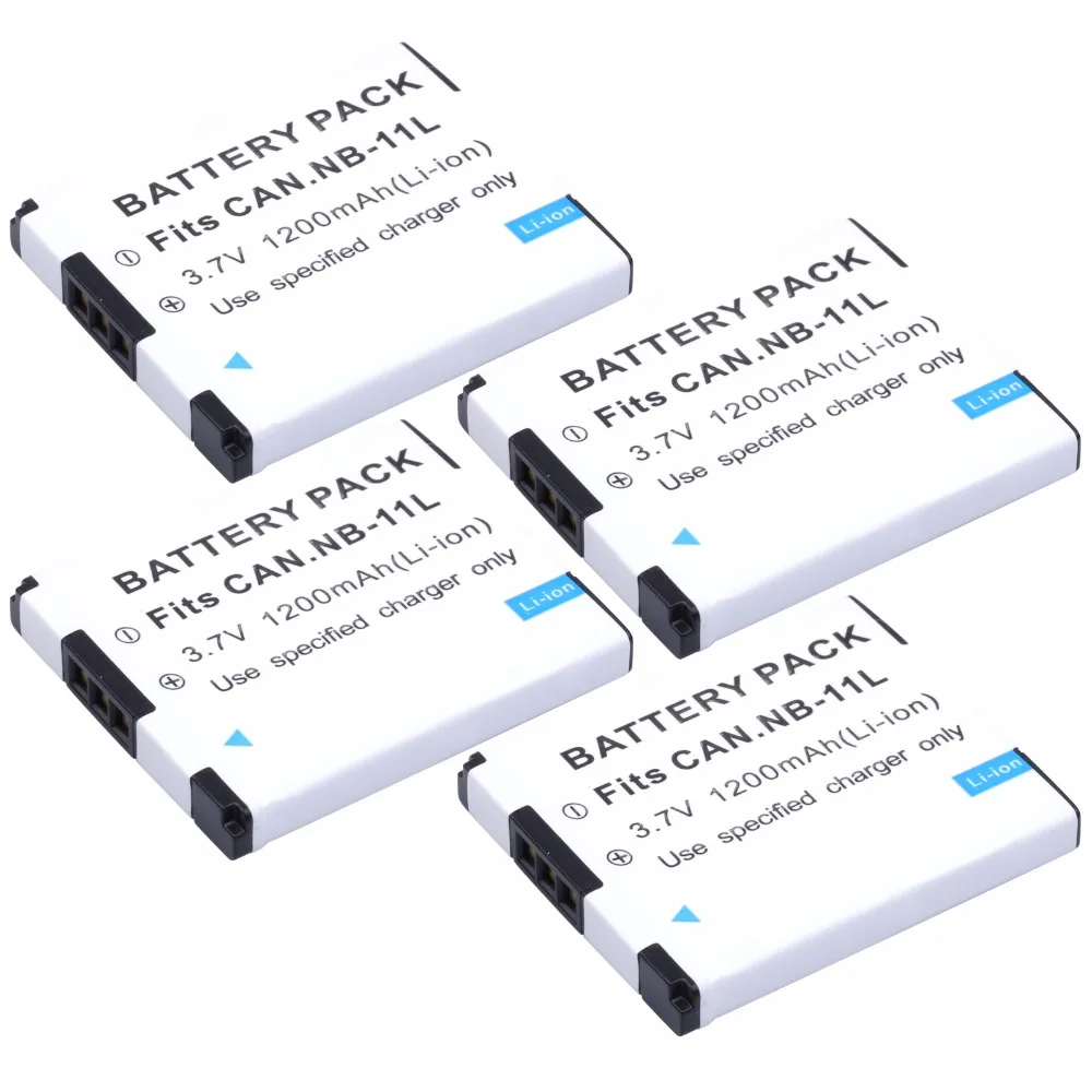 

4Pcs Probty NB-11L NB-11LH 1200 mAh Li-ion Battery for CANON PowerShot SX400 A2300 A2400 A2500 A2600 A3400 A3500 IS Cameras