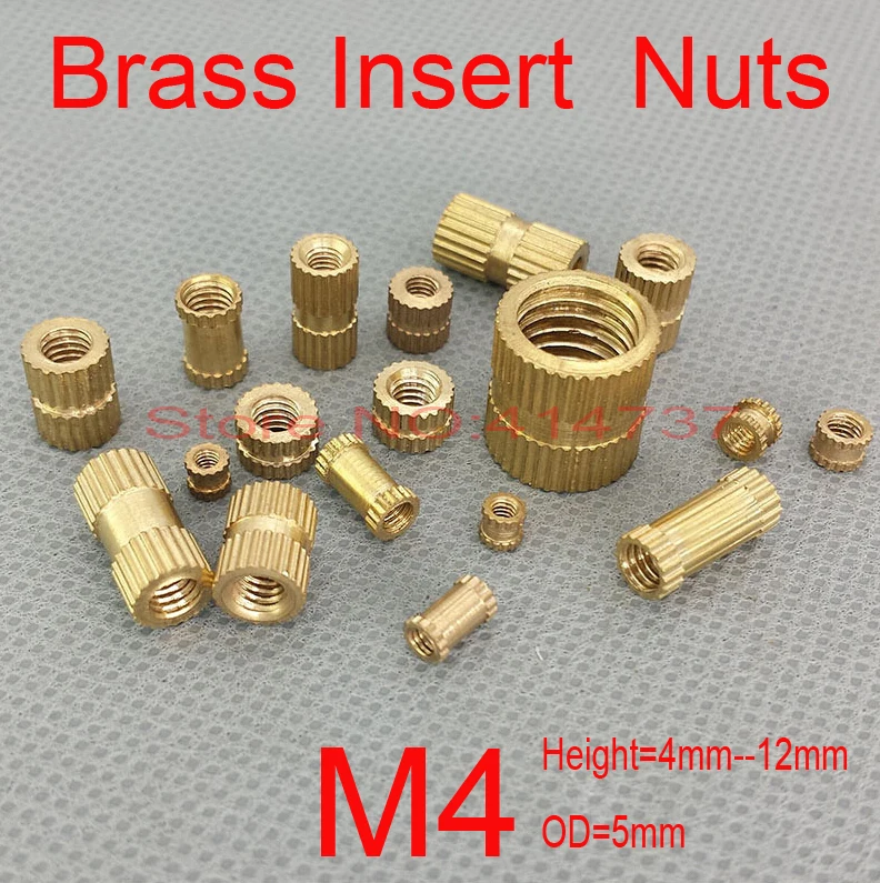 

M4 Brass Insert Nut Thumb Brass Knurled Round Nut Injection Moulding OD=5mm Height=4mm--12mm