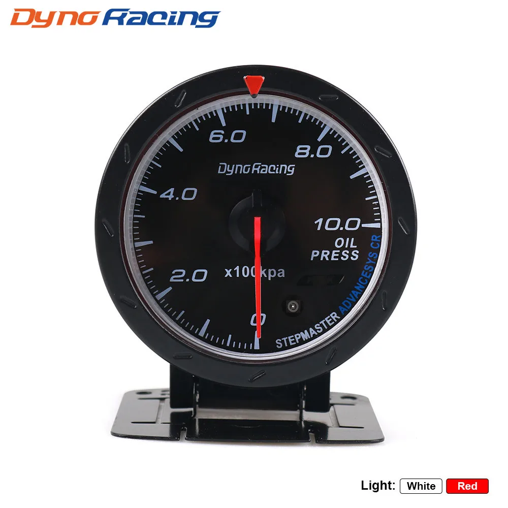 Dynoracing 60MM auto Car Oil pressure Gauge 0-10 BAR Oil Press Meter Red & White Lighting Car Meter with Oil Press Sensor