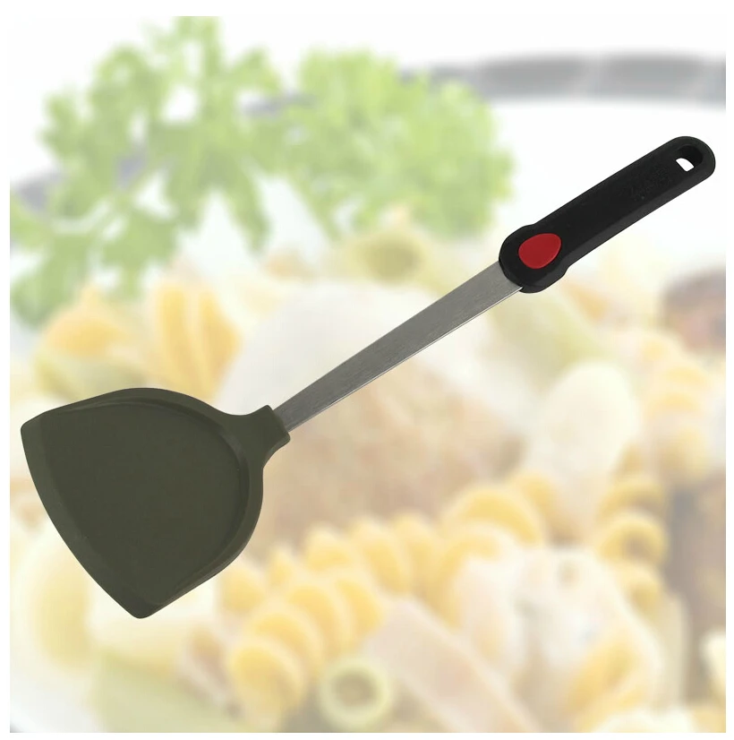 Non-Stick LFGB Silica Get Spatula/Turner With Stainless Steel  Stick With Non-Slip TPR Handle-Special For Non-Stick Pan(00190)