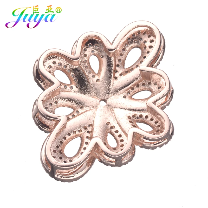 Micro Pave Zircon Flower Connect Pendants Jewelry Accessories For Women Natural Stones Pearls Necklace Jewelry Making