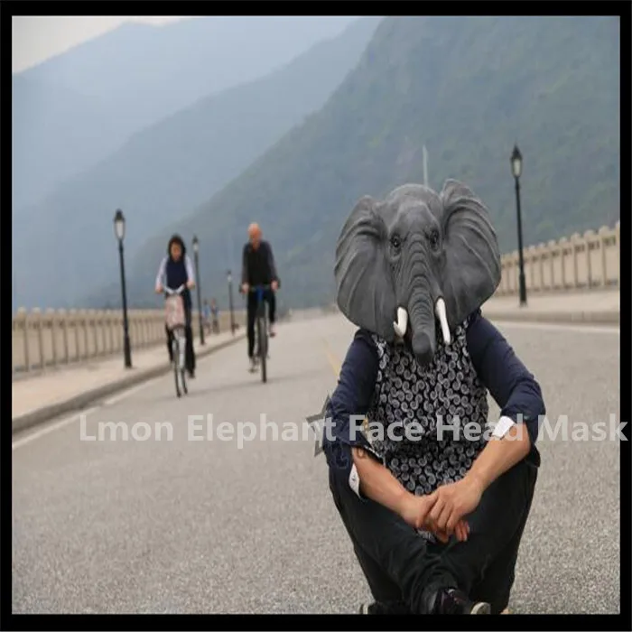 2016 Hot ! Halloween Props Adult Elephant Mask Animal Full Latex Masquerade Birthday Party Rubber Silicone Face Mask Fancy Dress