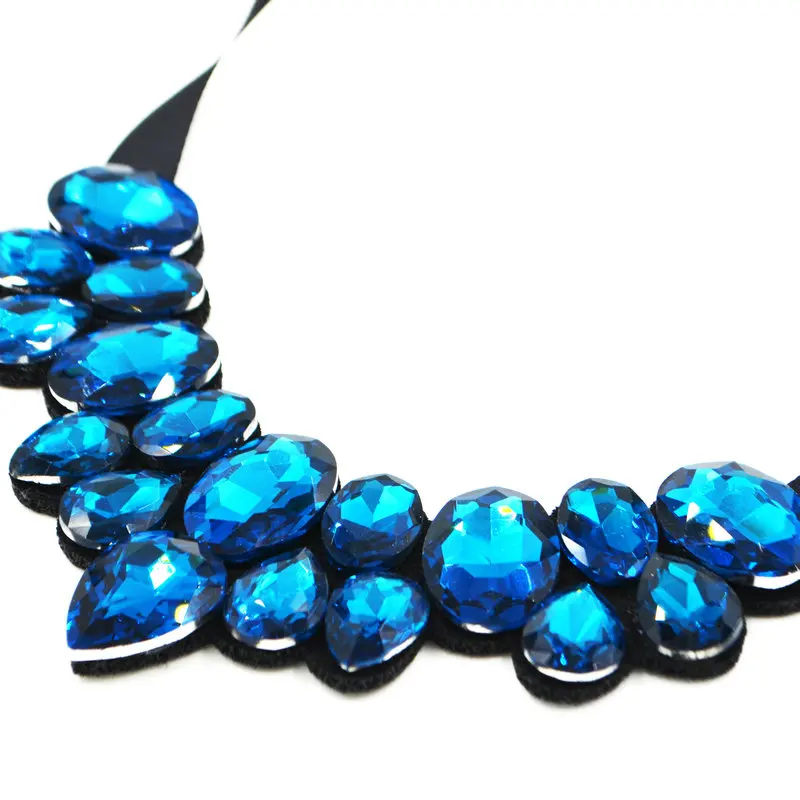 new crystal collar trendy necklaces & Pendants chains wedding accessories multi color glass choker long necklace women collares
