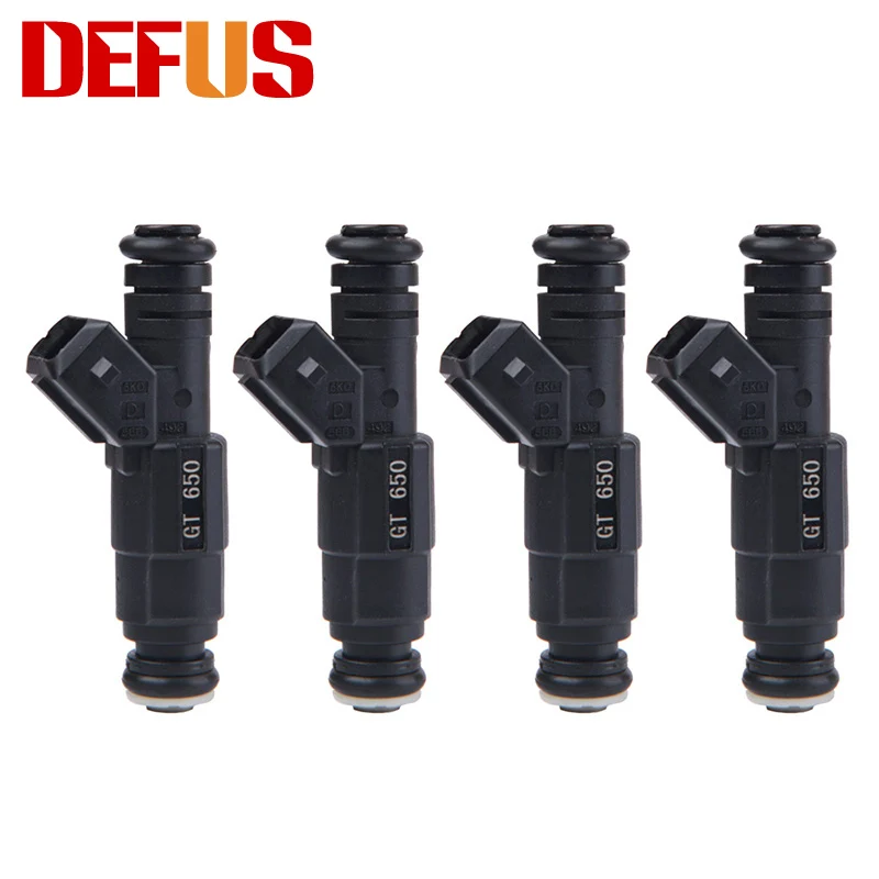 4PCS New Fuel Injectors GT650 650cc for Modified Car Large Flow Modification High Impedance Nozzle Injection 12 Holes with Plugs