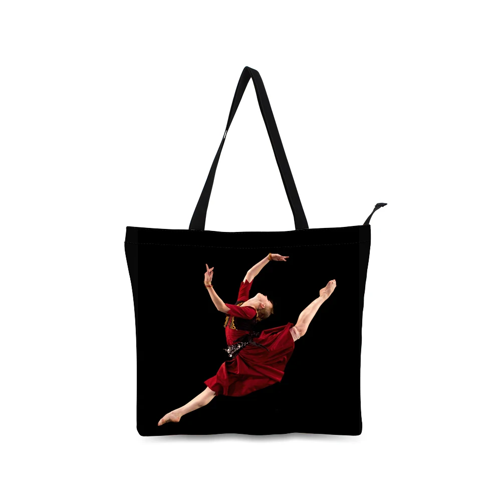 ballet dancer prints Top selling popular extra large capacity reusable perforated tote bag canvas shopping bag for girls