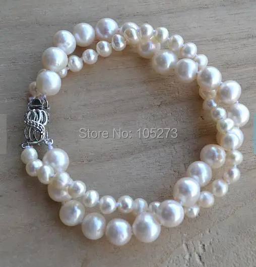 

New Arriver Ivory Pearl Bracelet 8 Inches 5-9mm 2 Strands Freshwater Pearl Bracelet Wedding Gift Jewelry Free Shipping