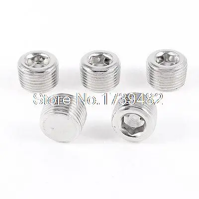 

5 x Air Pipe Fittings 3/8"PT Male Thread Hex Socket Plugs Caps 11mm Height