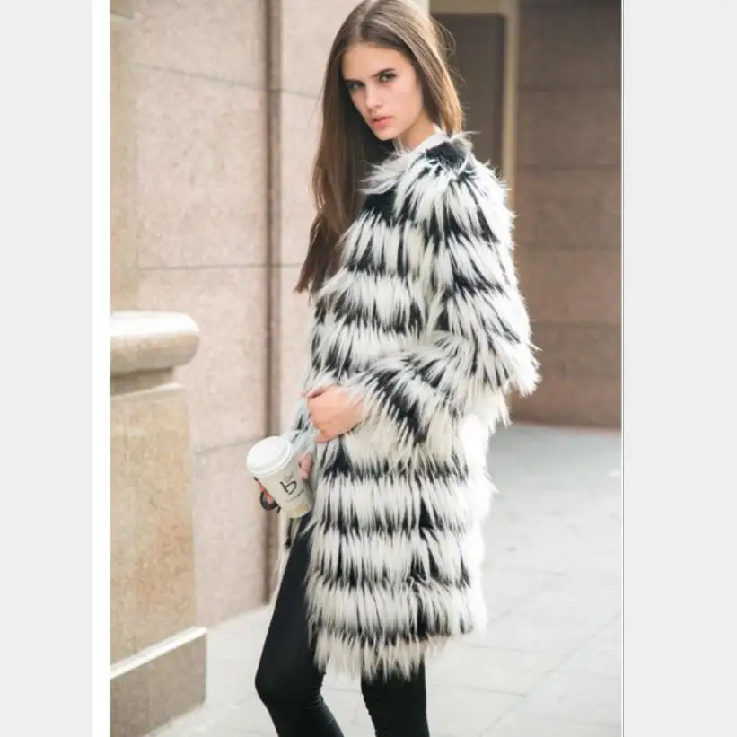 Winter women's jacket faux fur coat long sleeve fur stitching warm jacket parka female slim casual imitation fur outwear L1506