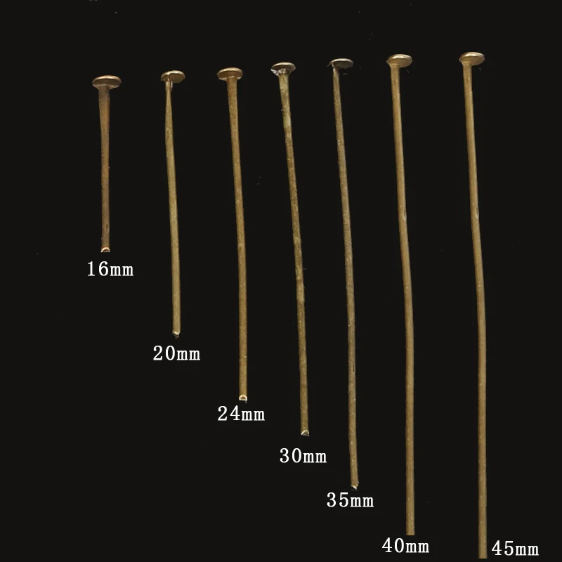 Hot Selling (Pick Size:16mm 20mm 24mm 30mm 35mm 40mm 45mm) Gold Head Pins Findings For DIY Jewelry making