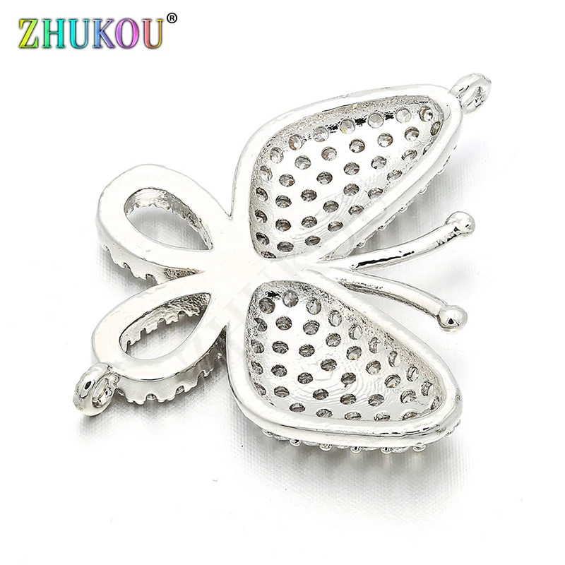 22*27mm Handmade Brass Cubic Zirconia Bướm Quyến Rũ Kết Nối TỰ LÀM Đồ Trang Sức Vòng Tay Vòng Cổ Làm, Mô Hình: VS60