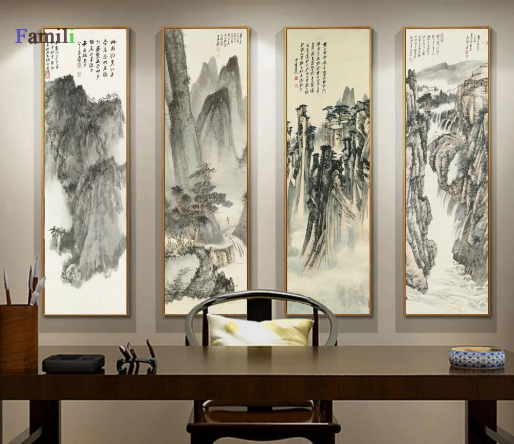 Affiche Vintage Canvas Painting Zhang Daqian  Wall Art Picture for Living Room Posters and Prints Home Decoration