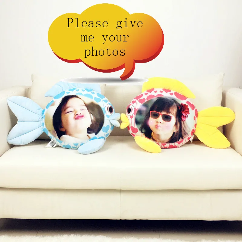 Kissing photo custom fish hold pillow humanoid cushion Christmas decorations  diy gift custom Doll Birthday Valentine's Day Gift