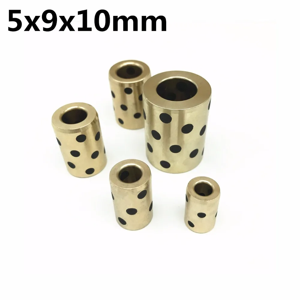 5x9x10 mm linear graphite copper set bearing copper bushing oil self-lubricating bearing JDB for shaft 5mm Copper sleeve