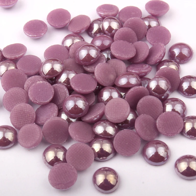 Hotfix Ceramic rhinestone Purple 6mm Iron-on half round pearls 300pcs/lot  free shipping