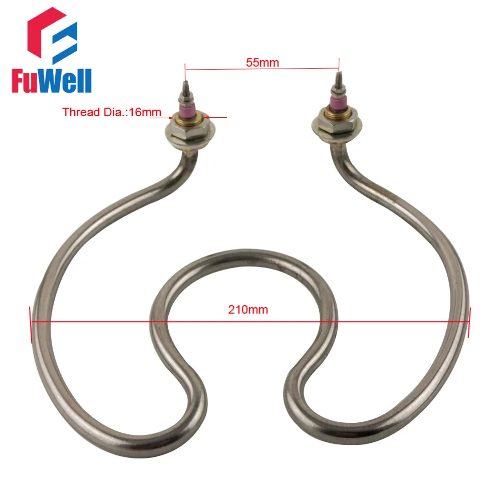 304 Stainless Steel Horseshoe Shaped Elbow Water Heating Element 220V 2.5KW 210mm Circle Diameter Electric Tube Heater