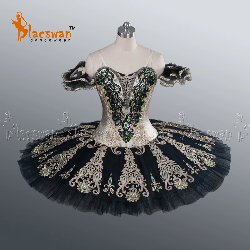 

Black and Gold Adult Custom Made Dance Competition Costume Satanella Professional Ballet Butu BT626