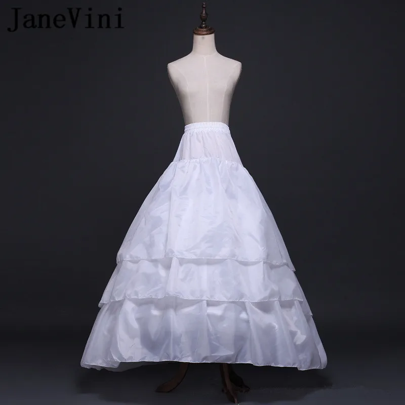 JaneVini – Jupon blanc pour adulte, ligne A, longueur au sol, sous-jupe, robe de mariée, 2 cerceaux, 3 couches, Jupon de mariage