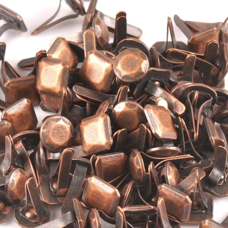 10Pcs Bronze Round Square Fastener Brads For DIY Crafts Scrapbooking Embellishments Cool Punk Brad Accessories Metal Decor c2578