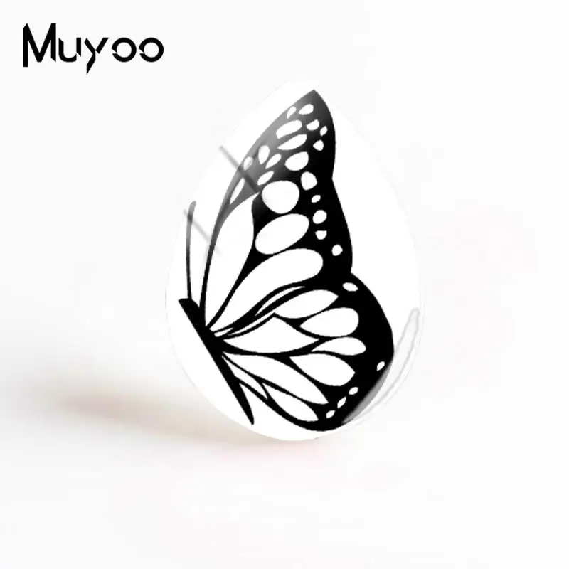 2018 New Colorful Butterfly Art Cabochon Butterfly Wings Tear Drop Cabochons Hand Craft Jewelry Gifts Women