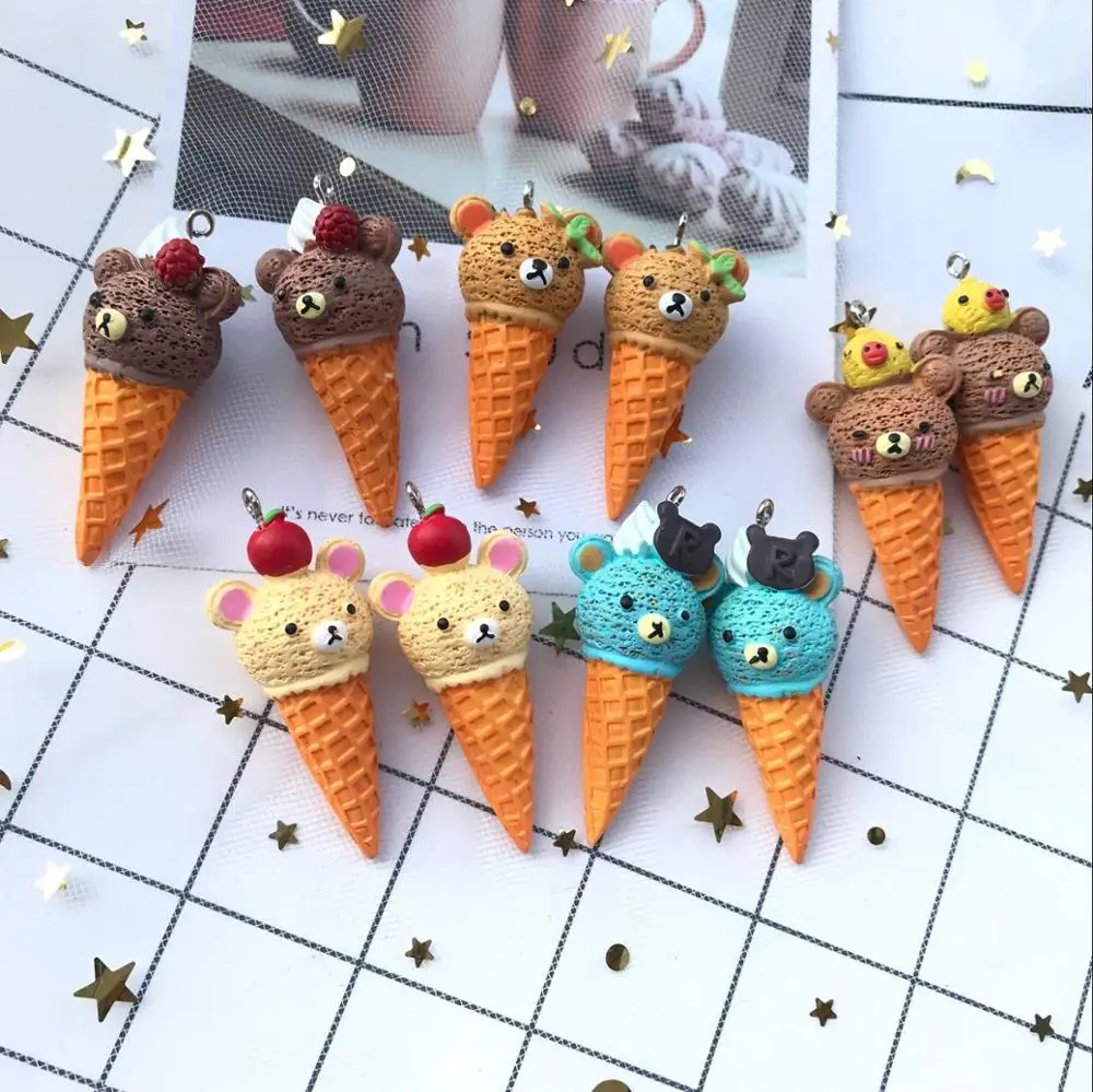 45*22mm 4 Uds nuevo collar de oso de resina 3d dijes llavero colgante collar colgante para decoración DIY