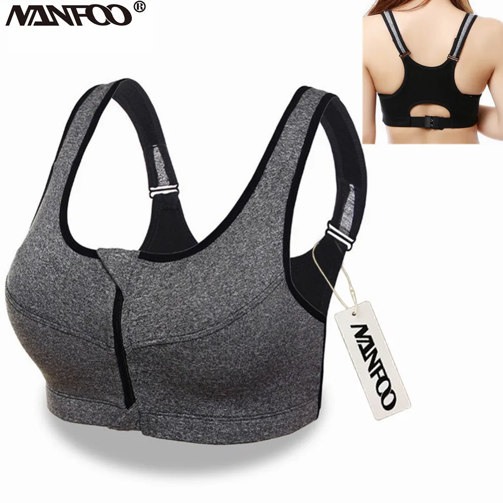 Front Zipper Sport Bras Women Fitness Yoga Sports Top Running Underwear Gym Top Vest Adjustable Strap High Shockproof Push Up