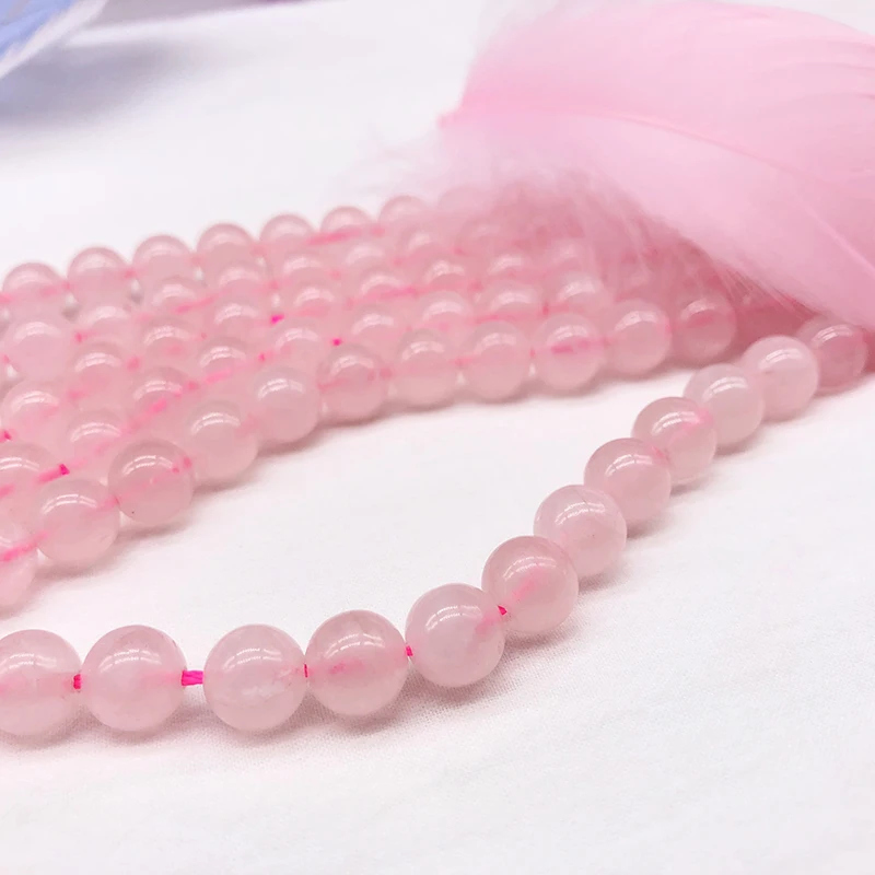 Wholesale Natural Rose Crystal Pink Quartz Stone Round Beads For Jewelry Making DIY Bracelet Necklace 4/6/8/10/12 mm Strand 15\'\'