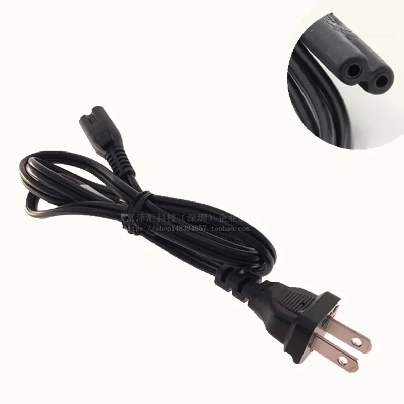 1PCS 3ft/  AC-Power Cord ,2 flat plug 8 tail ower Cable Wires ,notebook camera Recorder adapter charge, full copper